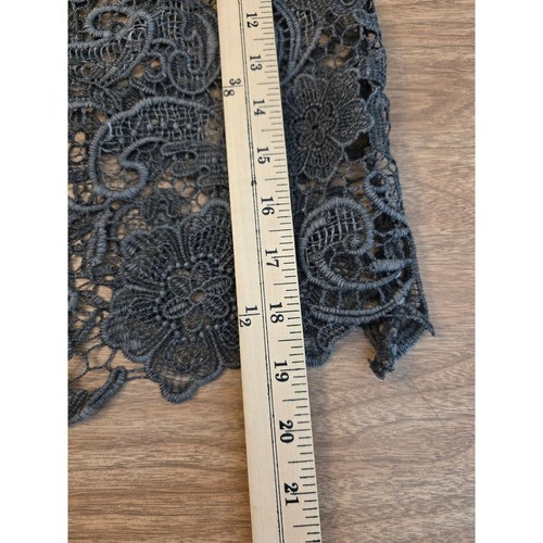 Black Crochet Lace Kimono Cardigan Sheer Boho Floral Open Front Top Lightweight - Afbeelding 12 van 13