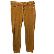 Anthropologie Pilcro High Rise Skinny Corduroy Pants Mustard Size 28 Button Fly