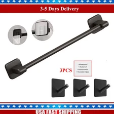 40CM Towel Bar With Rock Hook Self Adhesive Wall Mounted No Drill Towel Bar
