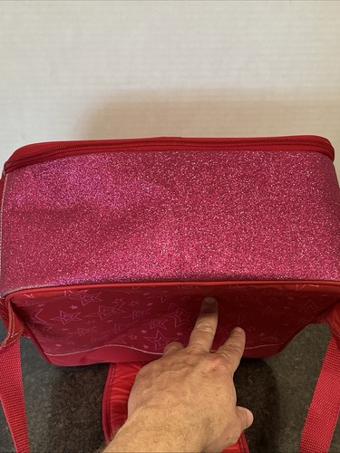 American Girl Backpack Carrier Red Berry Pink Glitter & Star Window 15x12"🔥 - Picture 11 of 14