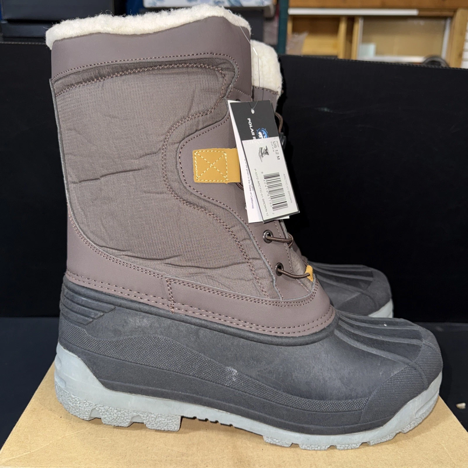 Polar Range Men's Cold-Weather Winter Boots Brown Size 12 NWT
