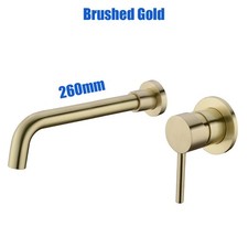 Bathroom Brass Basin Mixer Tap Brushed Gold Wall Mounted Concealed Sink Faucet
