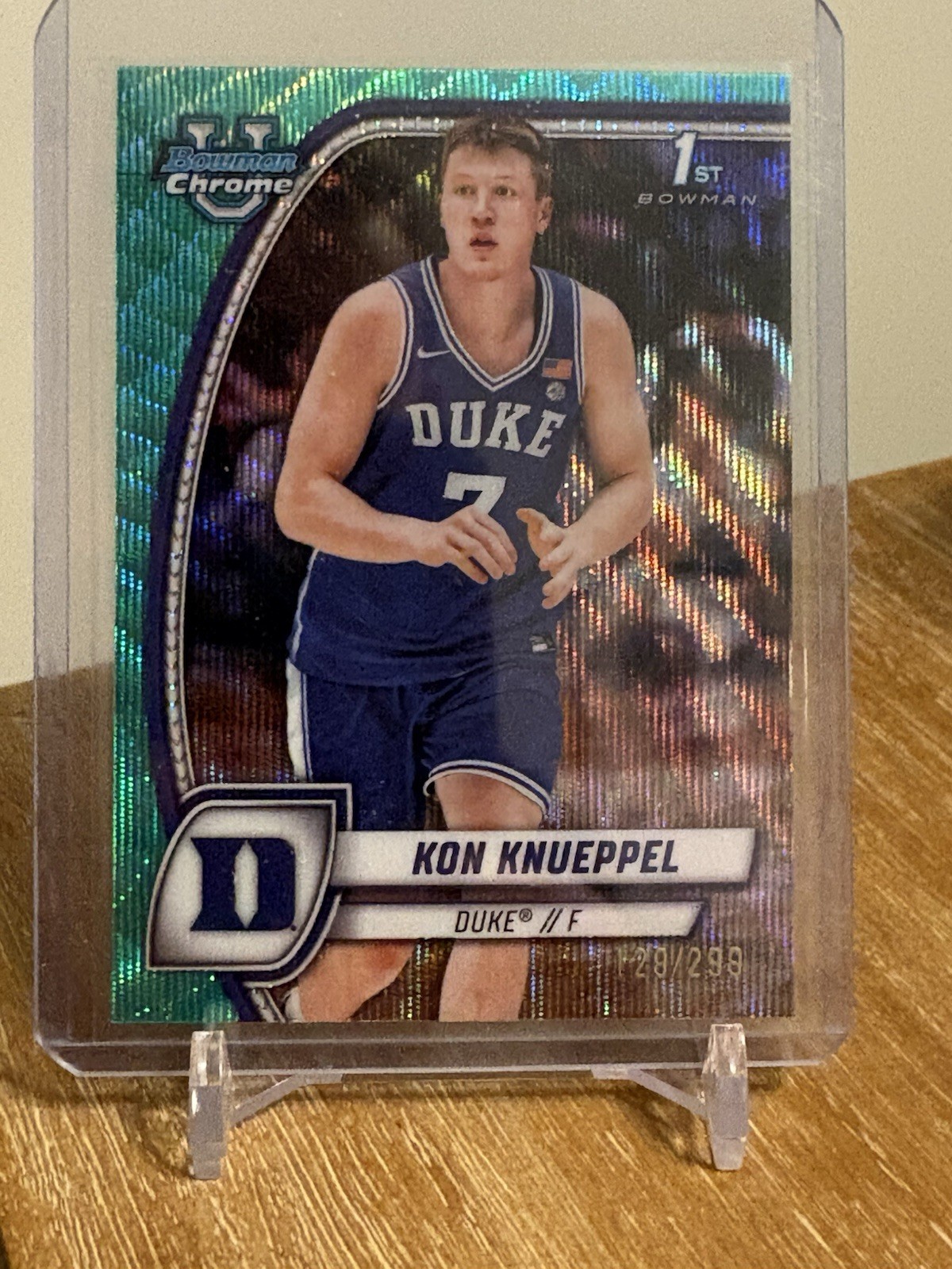 2024-25 Bowman University Chrome - Kon Knueppel #48 Aqua Wave Refractor /299