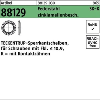 250er PACK(Stk) TECKENTRUP 088129003009080000 Sperrkantscheibe R 88129 K 8x16,2
