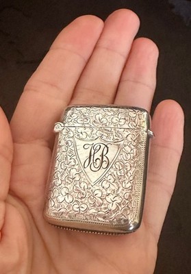 Antique Victorian English Sterling Silver Vesta Case Match Safe ...