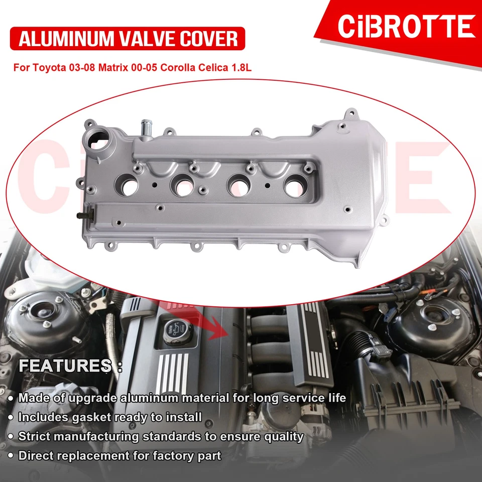 Cubierta de válvula de aluminio para Toyota 03-08 Matrix 00-05 Corolla Celica MR2 Spyder 1.8 Foto 2 de 4