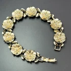 Vintage Lisner Bracelet Gold Tone Flowers Floral Costume Jewelry