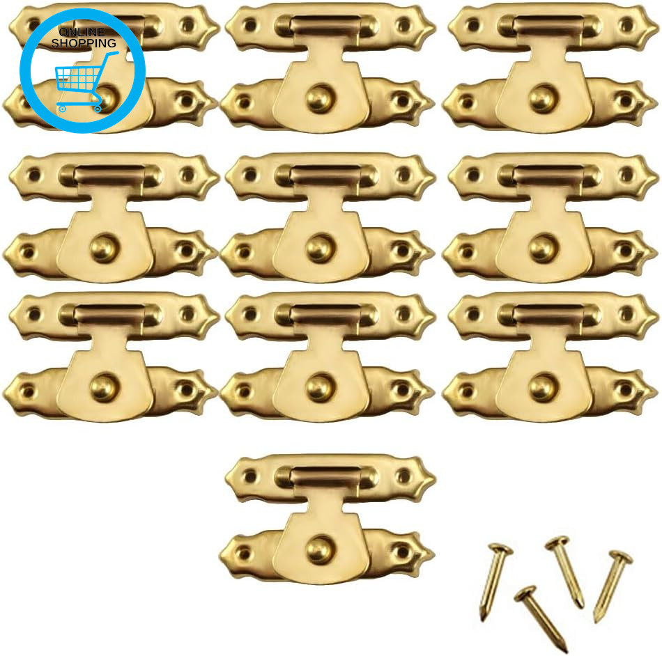 10PCS Box Hasp Lock Latch, Toggle Catch Latch Clasp, Gold Box Lock Buckle, 26X16