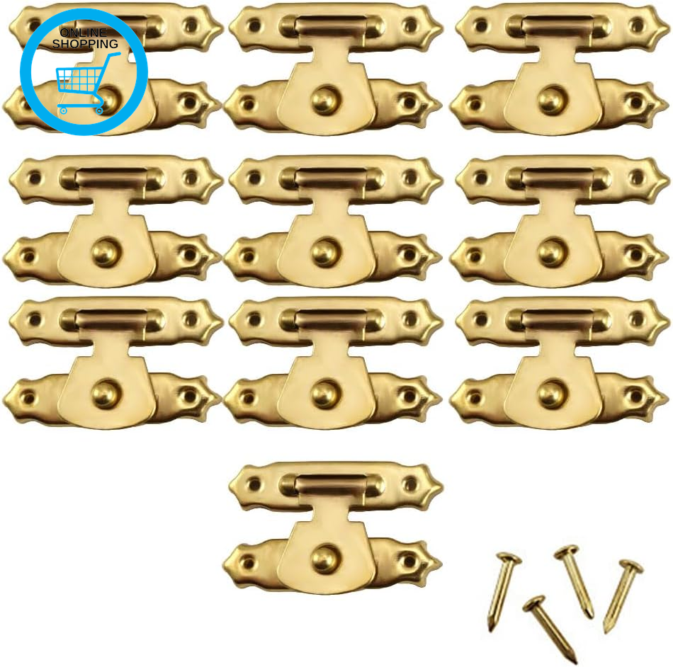 10PCS Box Hasp Lock Latch, Toggle Catch Latch Clasp, Gold Box Lock Buckle, 26X16