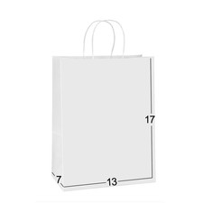 Kraft Paper Bags 13x7x17 50Pcs White Gift Bags with Handles Bulk Large for Sh...