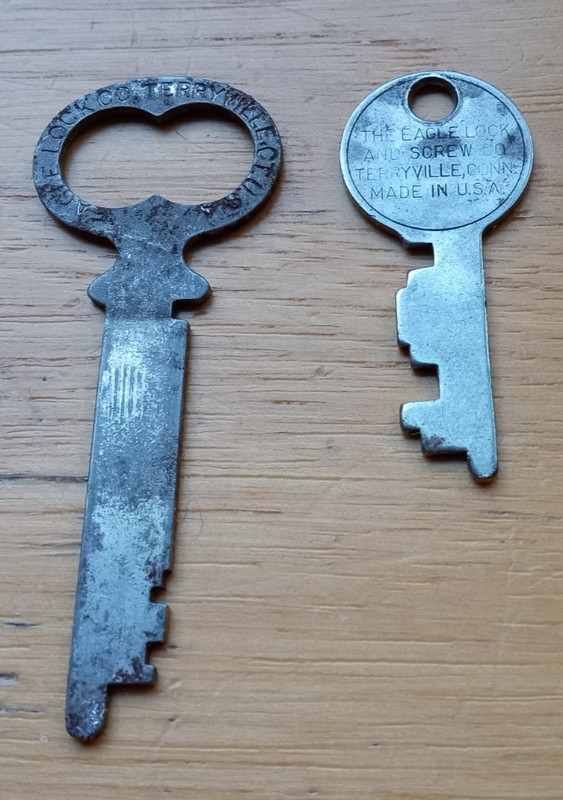 2 Vintage EAGLE Lock Co Terryville Keys