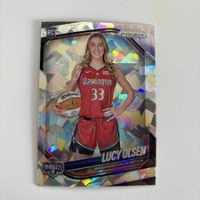 2025 Panini Prizm WNBA #145 Lucy Olsen Silver Cracked Ice Photo Variation Rookie