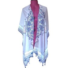 Woven Heart Light Weight Kimono Mandola Tassels Fringe One Size Beach Summer