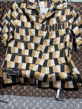 Snake Checkerboard Silk Camp Shirt AMIRI Brand. Size Small. NWT