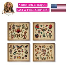 Vintage Tattoo Flash Wall Art Decor - Gifts for Tattooist - Tattoo Shop Wal...