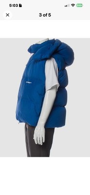 $2020 Off-White Men's Blue Bounce Hooded Quilted Down Puffer Vest Jacket Size XL