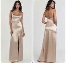 Jenny Yoo Chase Bridesmaid Dress Maxi Minimal Glam Modern Slip Dress Pale Gold 6