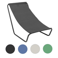 Matt Black Folding Beach Lounger Outdoor Garden Camping Metal Sun Recliner Chair