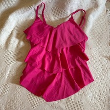 Hot Pink Ladies Swim Top Ruffles Size 12 Venus