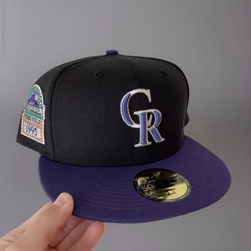 7 3/4 HAT CLUB COLORADO ROCKIES 1995 COORS FIELD PATCH 2-TONE BLACK FITTED CAP