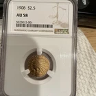 1908 P $2.5 Gold Indian Head Quarter Eagle, NGC AU 58