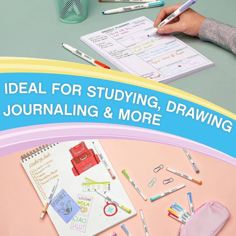 Sharpie S-Note Duo Highlighters Dual Ended Pastel Creative Markers Bullet & - Image 4 of 4