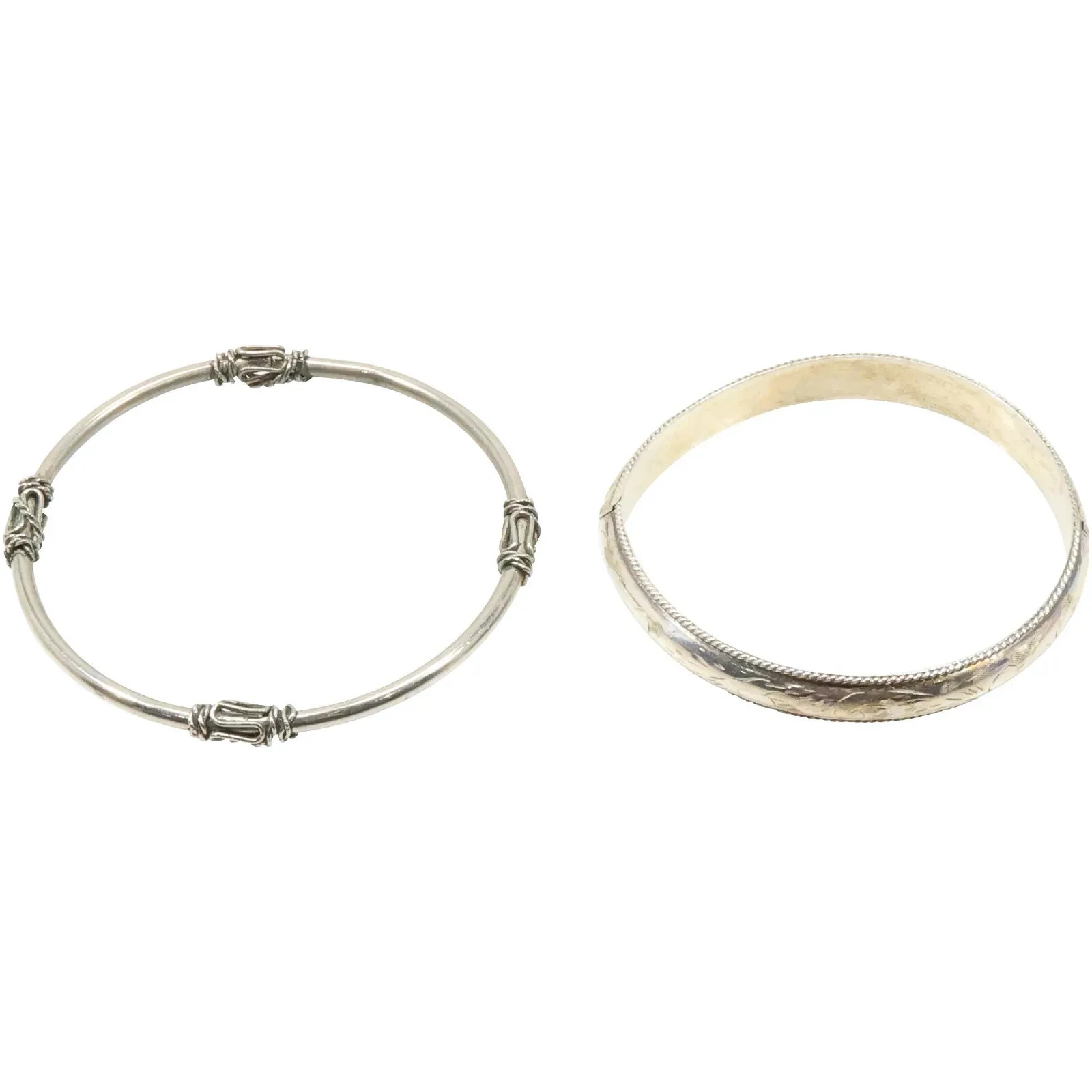2 Vintage Solid Sterling Silver Bangle Bracelets.… - image 1