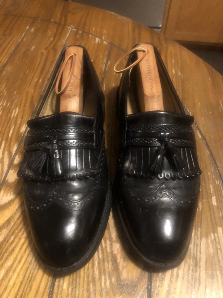 Zapatos de vestir Bostonian Crown Windsor borla punta de ala negros para hombre talla 8,5 Foto 2 de 4