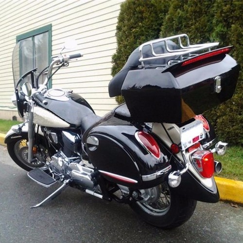 Motorcycle Trunk Tail Luggage Box W/ LED Light For Honda Harley Yamaha - 第 9/11 張圖片