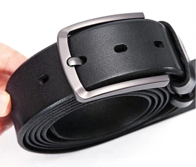 ✅Vollrindleder Büffel 4 cm Breit Herren Schwarz Gürtel Belt Schnalle XXL✅ - Bild 1 von 3