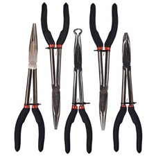 5pc 11" Long Nose Plier Set – Needle Nose, Straight Nose and Ring Nose Plier Set