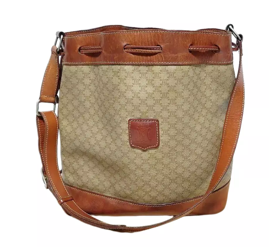 Celine Vintage Monogram Macadam Hobo Bag Brown