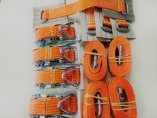 4x Orange CAR TRAILER Pads Tie Down Transporter Ratchet Straps Delta Ring