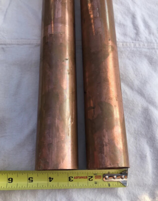 2'' Diameter Type L Hard COPPER PIPE / TUBING X 11-3/4  Inches Long End Cut