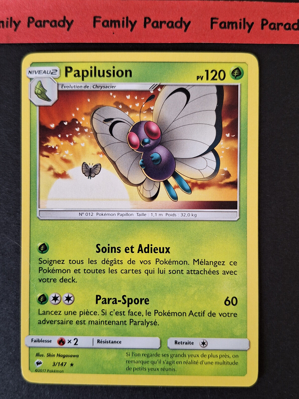 Butterfree 120pv 3/147 Pokemon Card Rare SL3 Shades Ardentes French