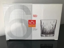 RCR Royal Crystal Rock Italy Crystal (Set of 6) FIRE Whiskey Tumblers 11 oz NIB!