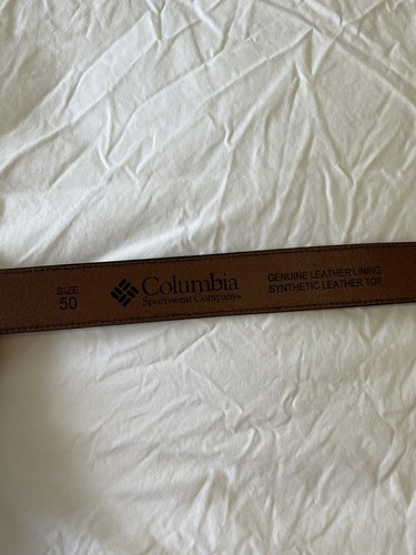 Columbia Genuine Leather Men’s Brown Belt Logo Buckle Size 50 - Picture 2 of 6