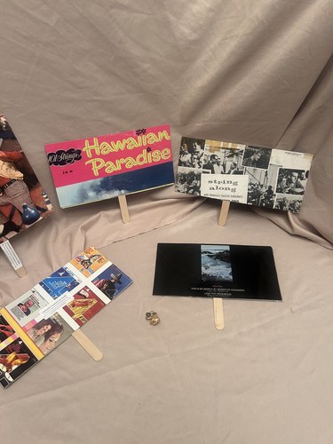 Upcycled Vtg Vinyl Record Cover Art Hand Fans 5pk,Festival,party Favor,novelty - Picture 2 of 4