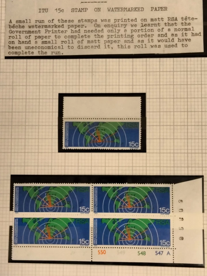 RSA-SOUTH AFRICA- MNH & USED World Telecommunications Day 01/10/1973 - Image 3 of 4