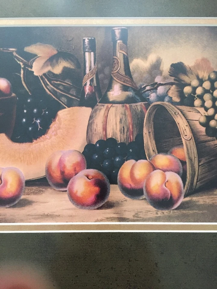 CUSTOM FRAMED STILL LIFE FRUIT AND WINE - BEAUTIFUL SCROLL FRAME - Image 4 of 4