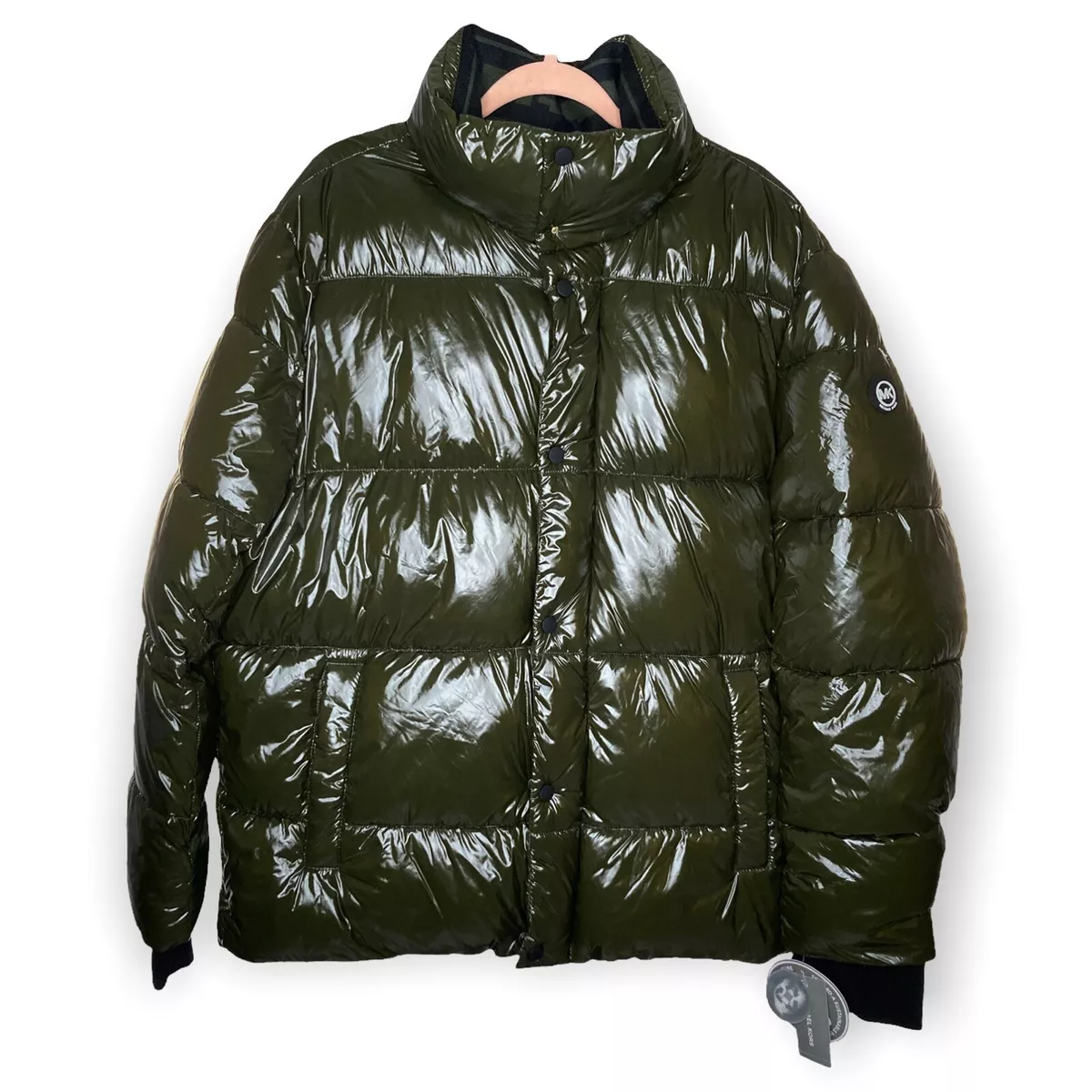 Patent puffer coat sale