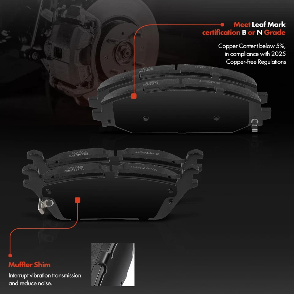 8x Front & Rear Side Ceramic Brake Pad for Jeep Wagoneer 2022 Ram 1500 2019-2022 - Image 4 of 4