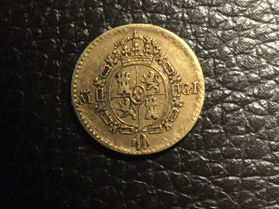 Moneda de Oro España Escudo 1817M GJ 1/2 Estado Decente Sin Limpiar Poco Suciedad Foto 2 de 2