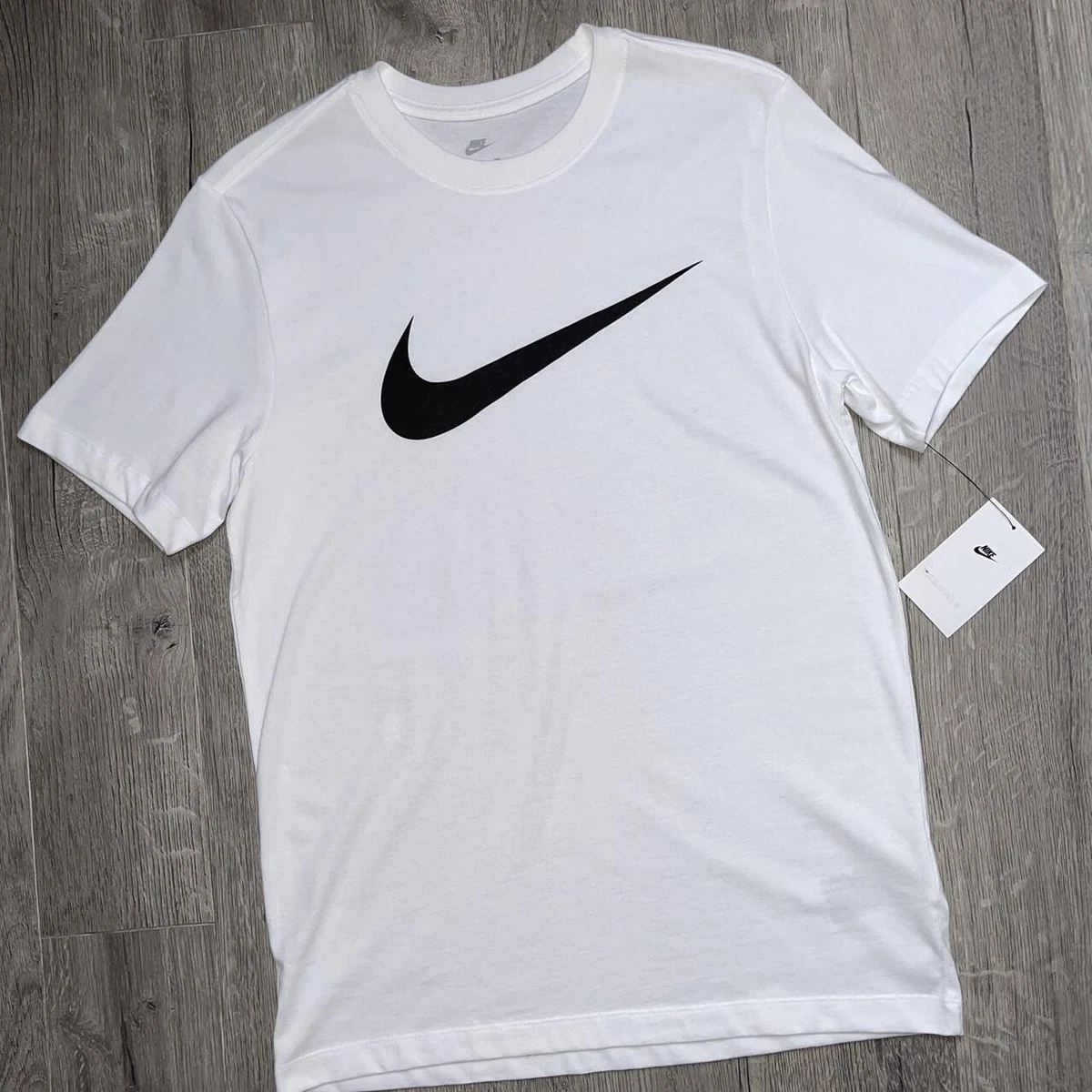Nike Drifit White Black Cotton Swoosh Logo Tee BNWT Small T Shirt Mens Running S
