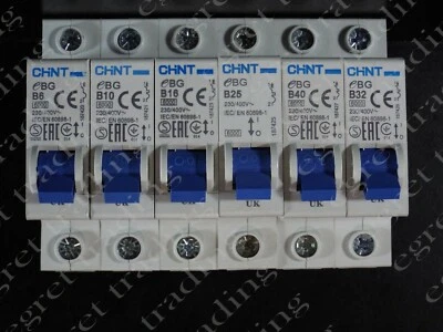 Chint MCB eBG BG range 6kA Single pole 1P Circuit Breaker - NEW