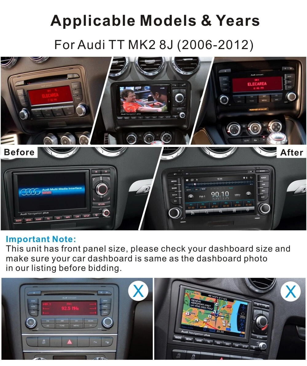 For Audi TT Android 12 Car Stereo Radio Sat Nav Head Unit CarPlay Bluetooth WiFi