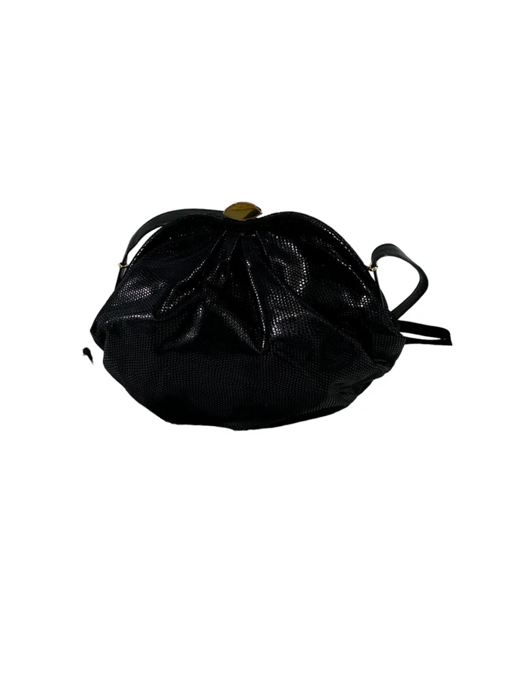 Bolso de cuero genuino vintage FRANCO BELLINI azul marino con estampado de lagarto Foto 2 de 4