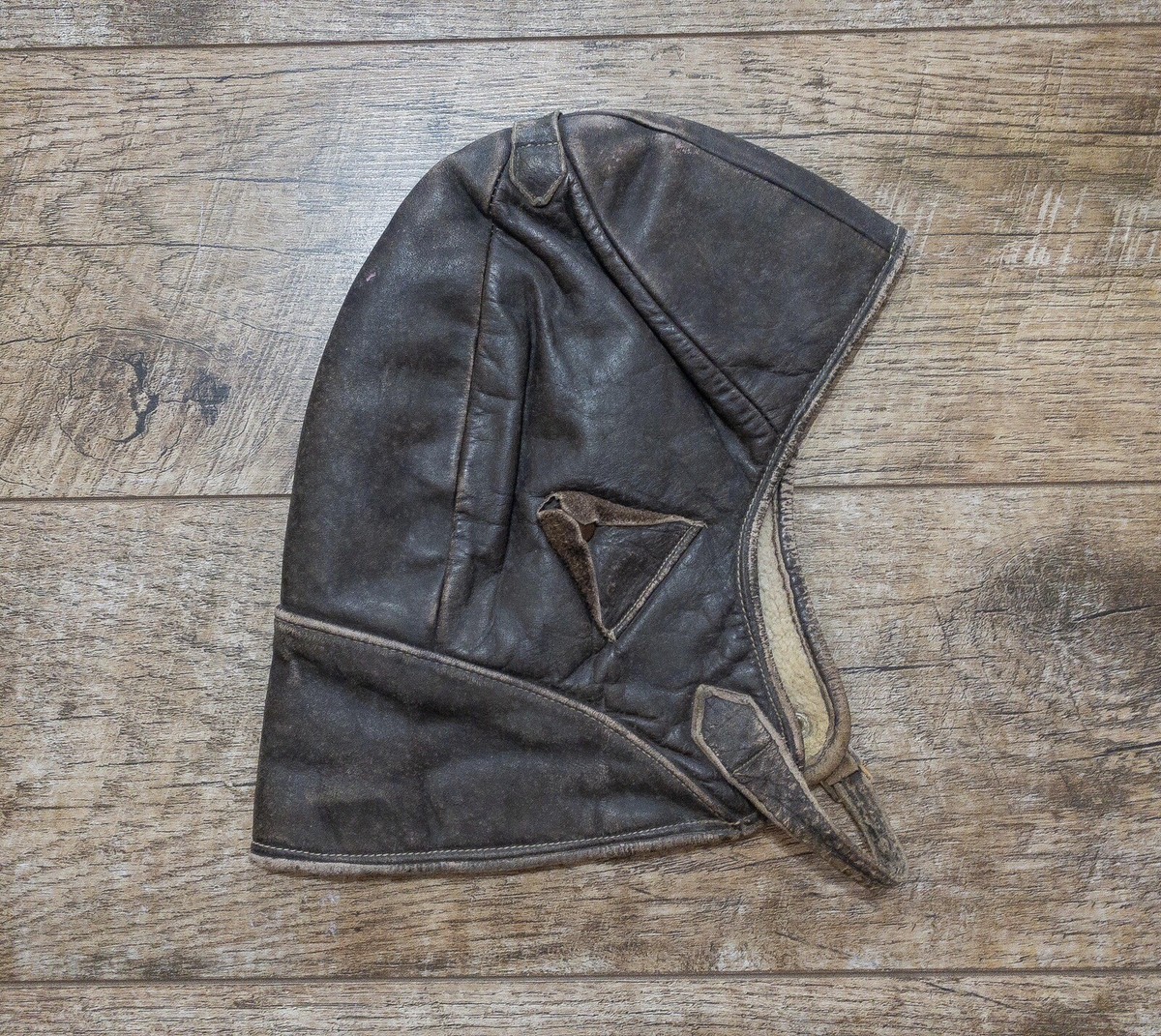 WW2 Aviator Leather Helmet Brown Hat Cap Pilot WWII Vintage