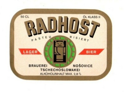 Tschechien Bieretikett für Deutschland - Brauerei Nosovice - Radhost
