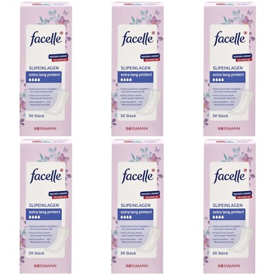 6 x 30 Slipeinlagen | facelle Slipeinlagen extra lang protect Trocken + Diskret
